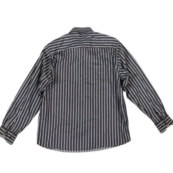 Bugatchi Uomo Striped Button Up Shirt Long Sleeve Classic Fit Cotton Bue Large - Picture 2 of 5
